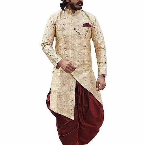 Mens Sherwani Style Indo Western Dhoti Dress Set