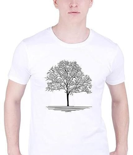Men's White T-Shirt with Black Tree Design
