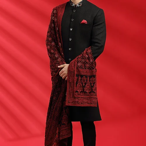 Black Matka Silk Indowestern Set