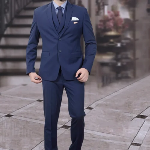 Plain Terry Rayon Suit in Dark Blue